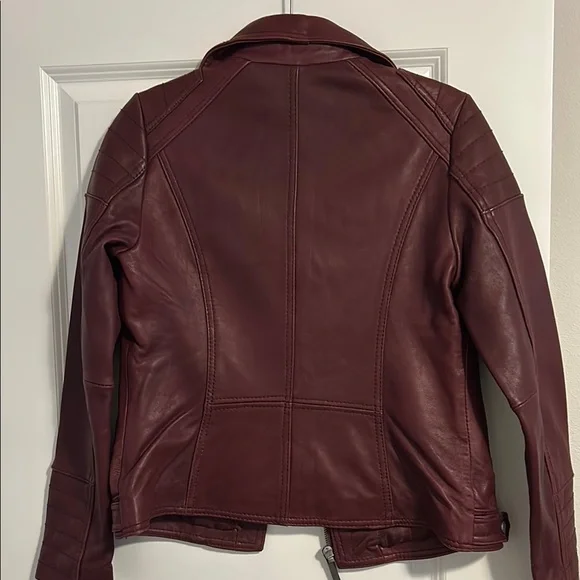 Michael Kors Burgundy Leather Jacket - Picture 5 of 6